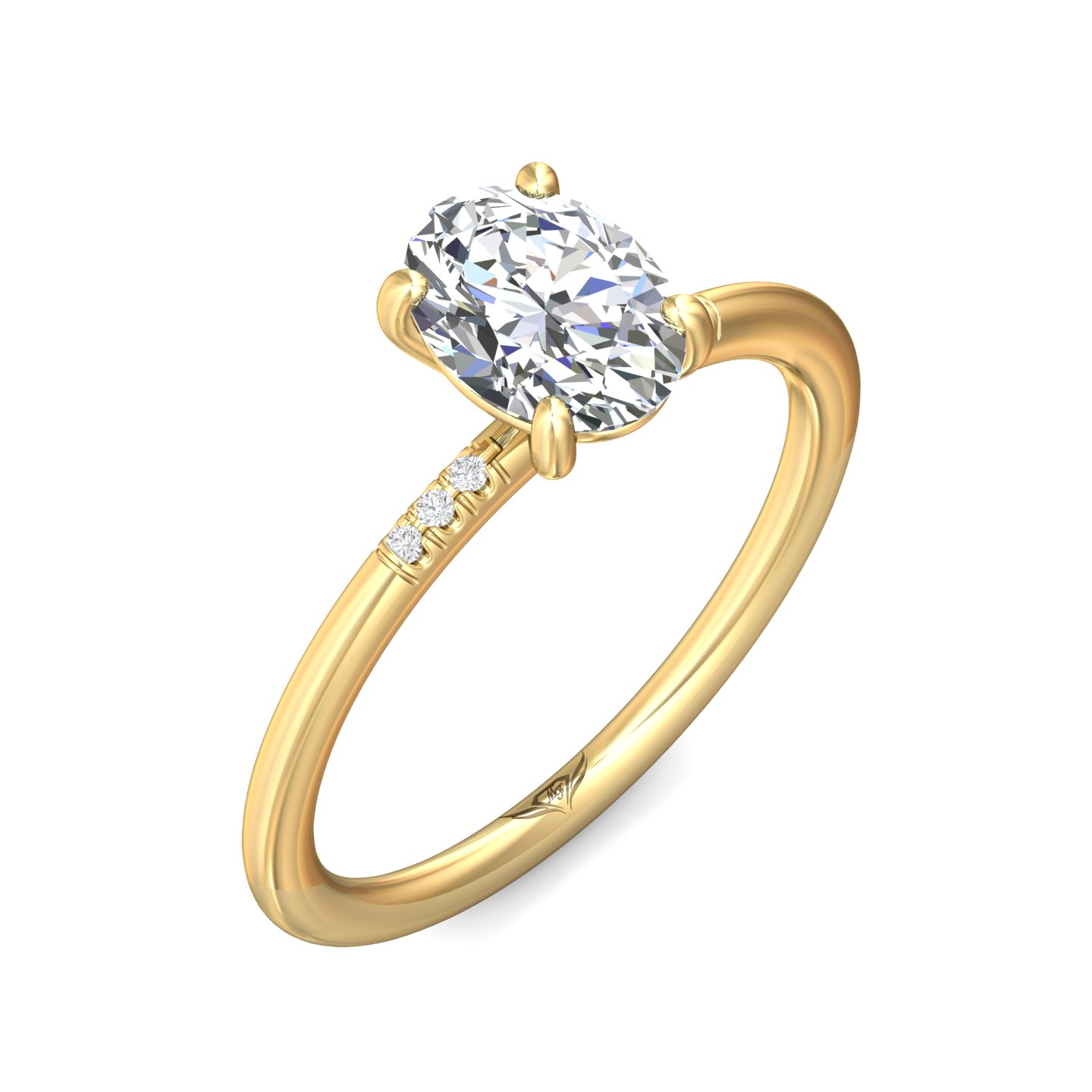 14K Yellow Gold Oval Diamond Engagement Ring