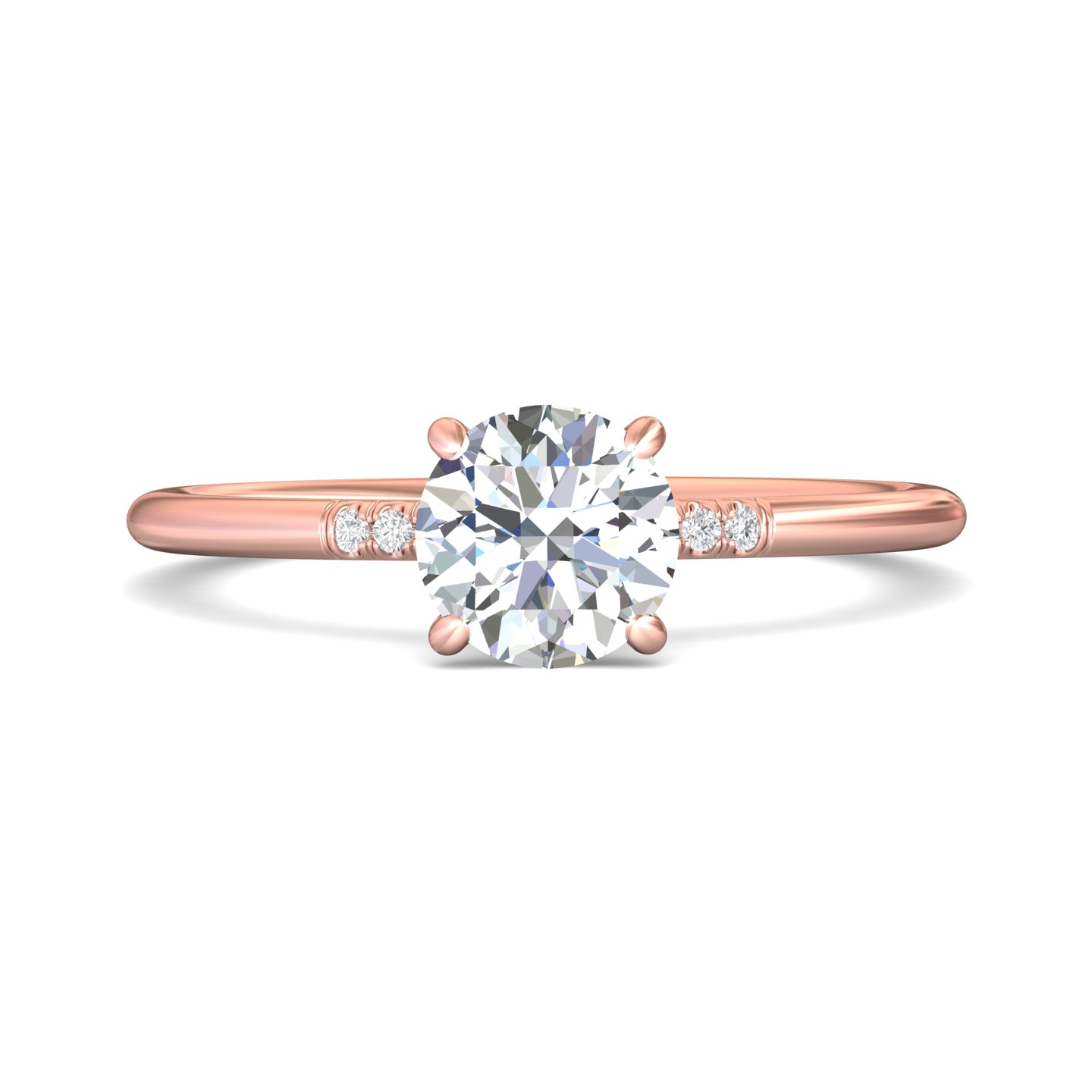 14K Rose Gold Round Diamond Engagement Ring