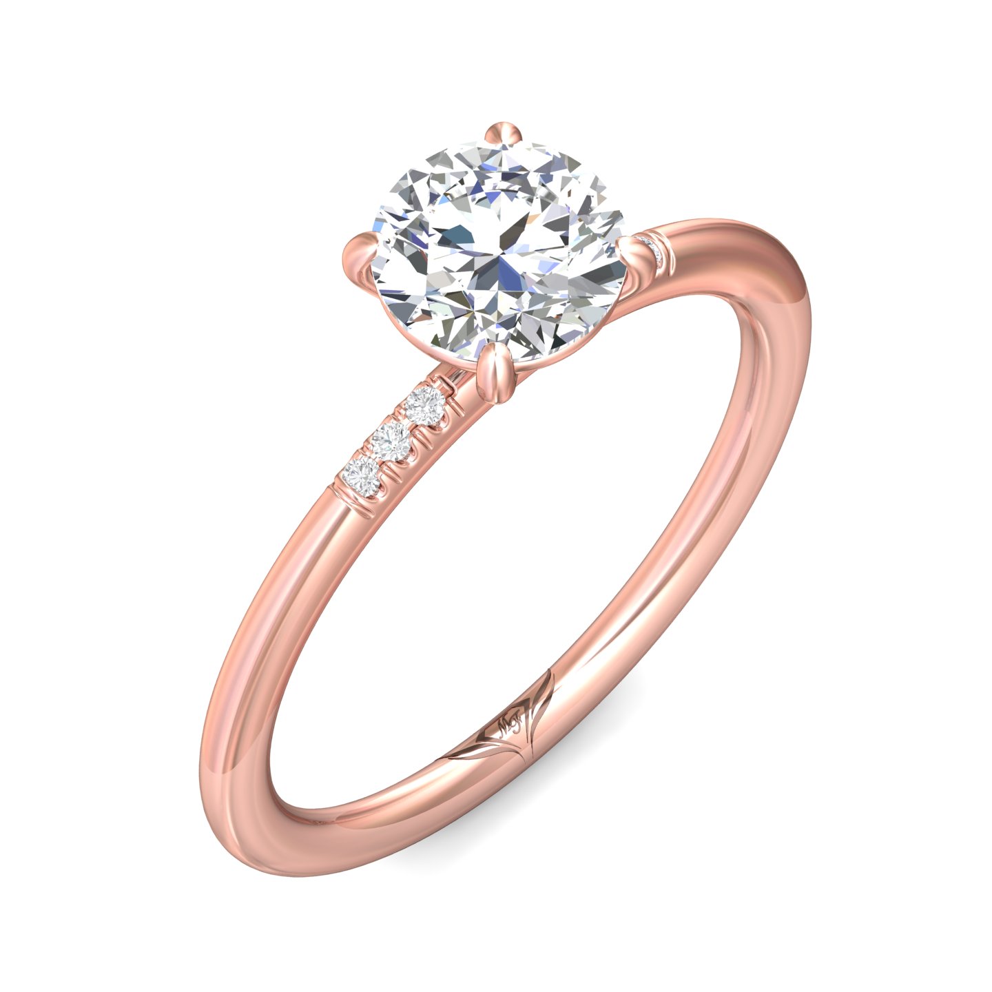 14K Rose Gold Round Diamond Engagement Ring