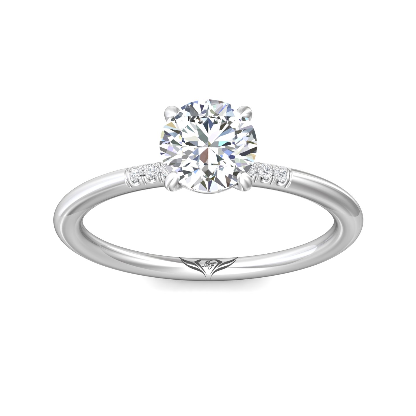 14K White Gold Round Diamond Engagement Ring