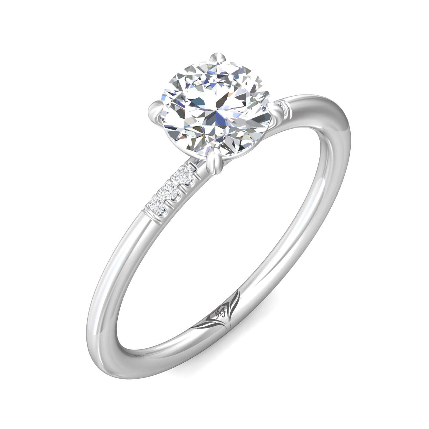 14K White Gold Round Diamond Engagement Ring