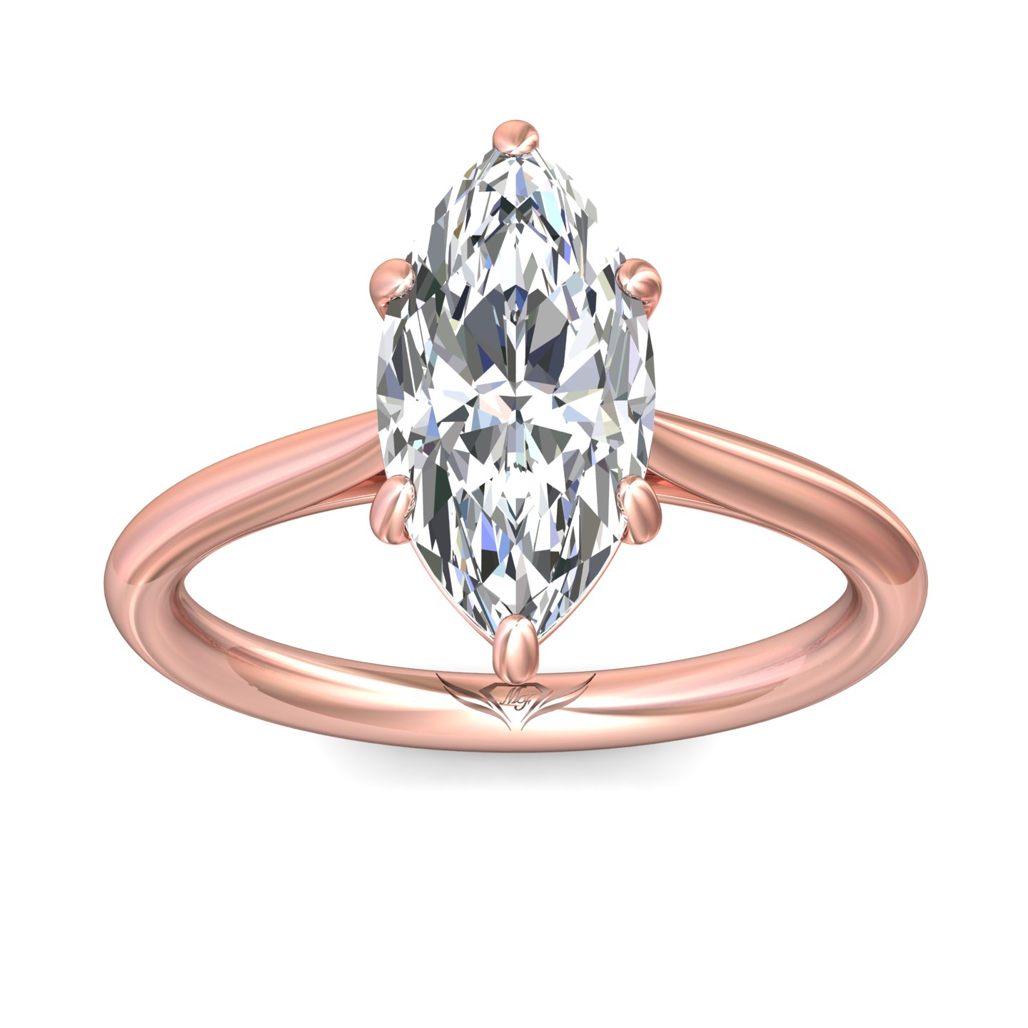 14K Rose Gold Marquise Diamond Engagement Ring