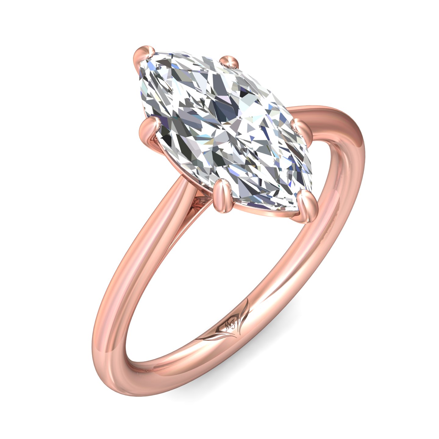 14K Rose Gold Marquise Diamond Engagement Ring