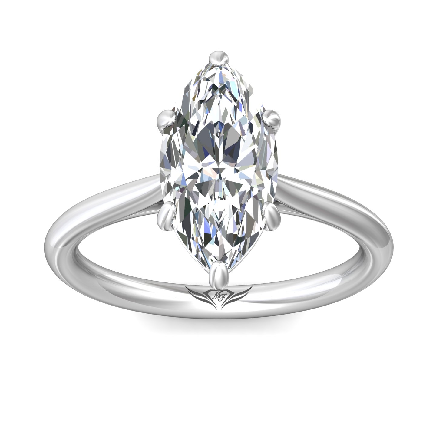 14K White Gold Marquise Diamond Engagement Ring