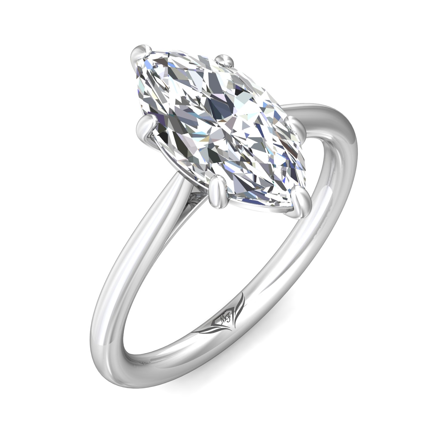 14K White Gold Marquise Diamond Engagement Ring