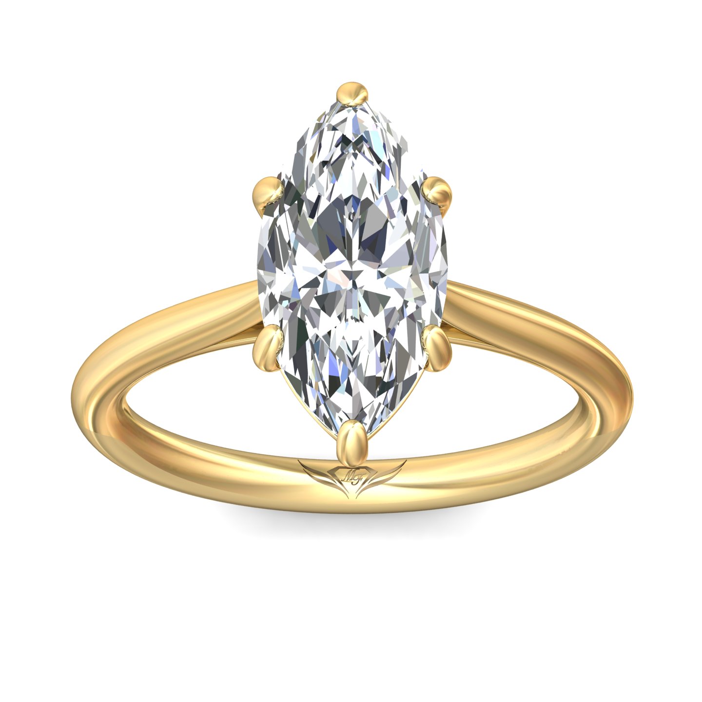 14K Yellow Gold Marquise Diamond Engagement Ring