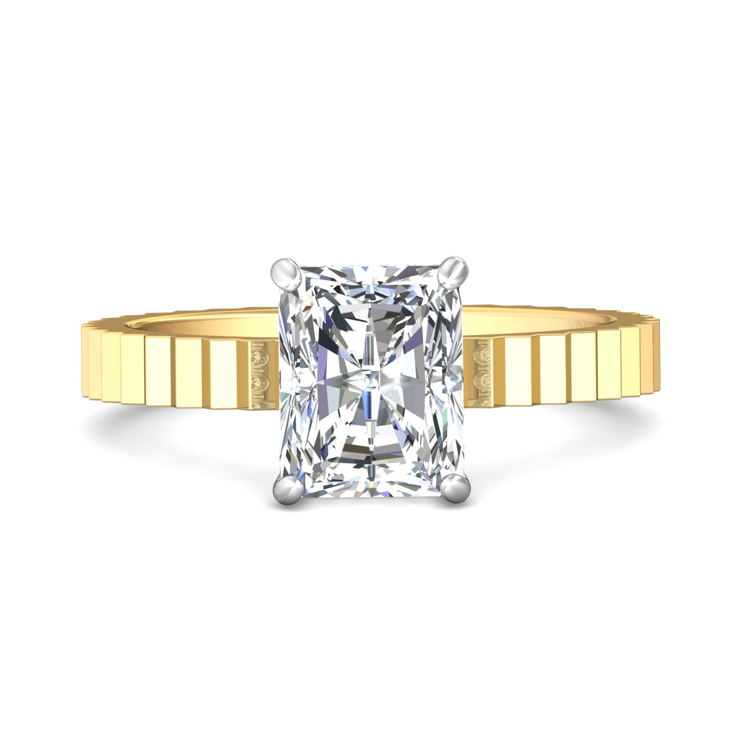 14K Yellow Gold and Platinum Radiant Diamond Engagement Ring