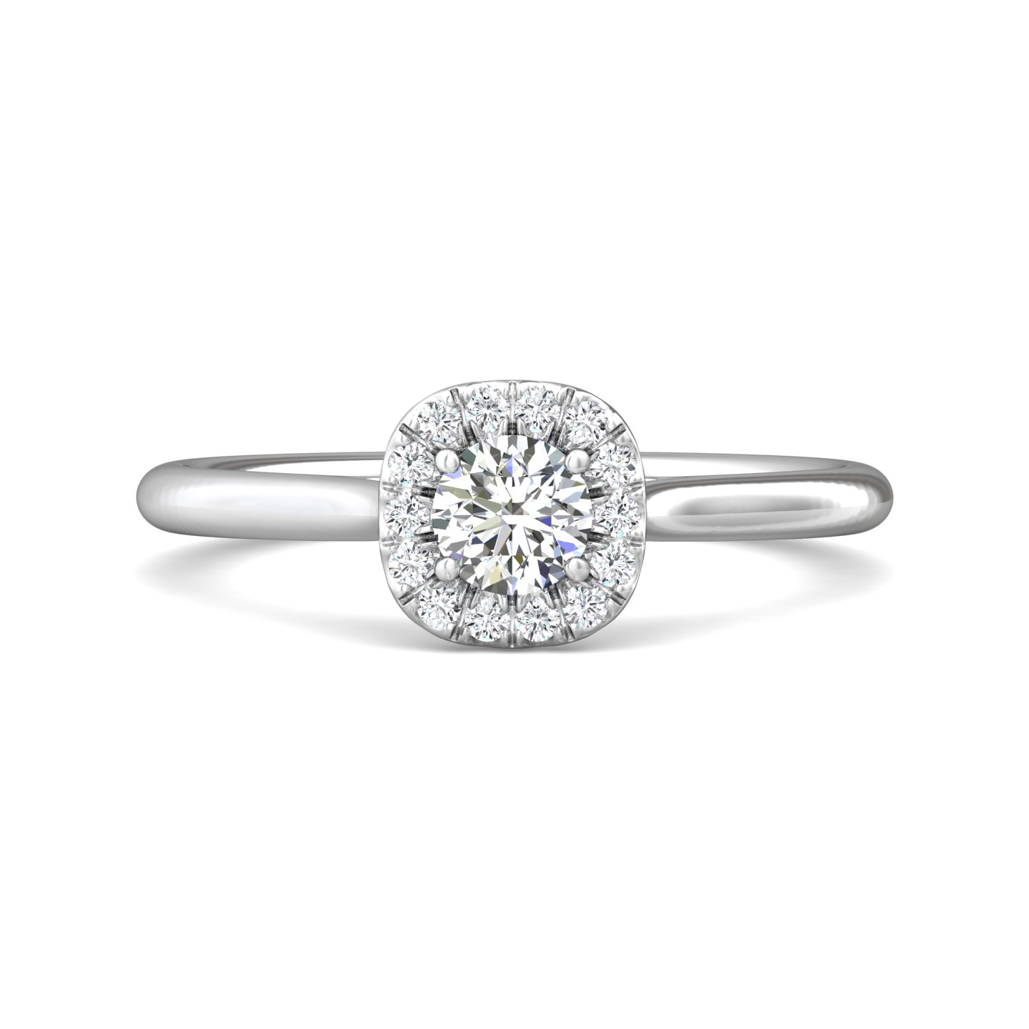 14K White Gold Cushion Diamond Engagement Ring