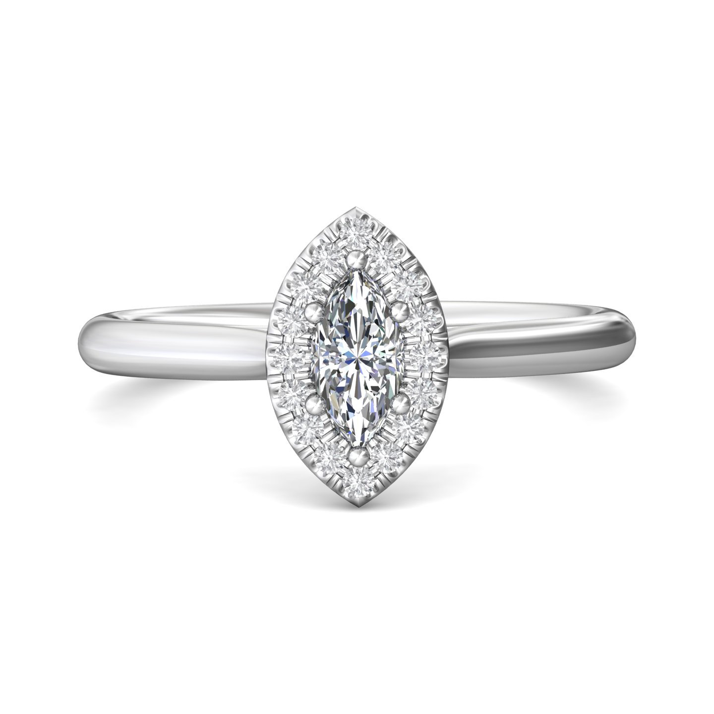14K White Gold Marquise Diamond Engagement Ring