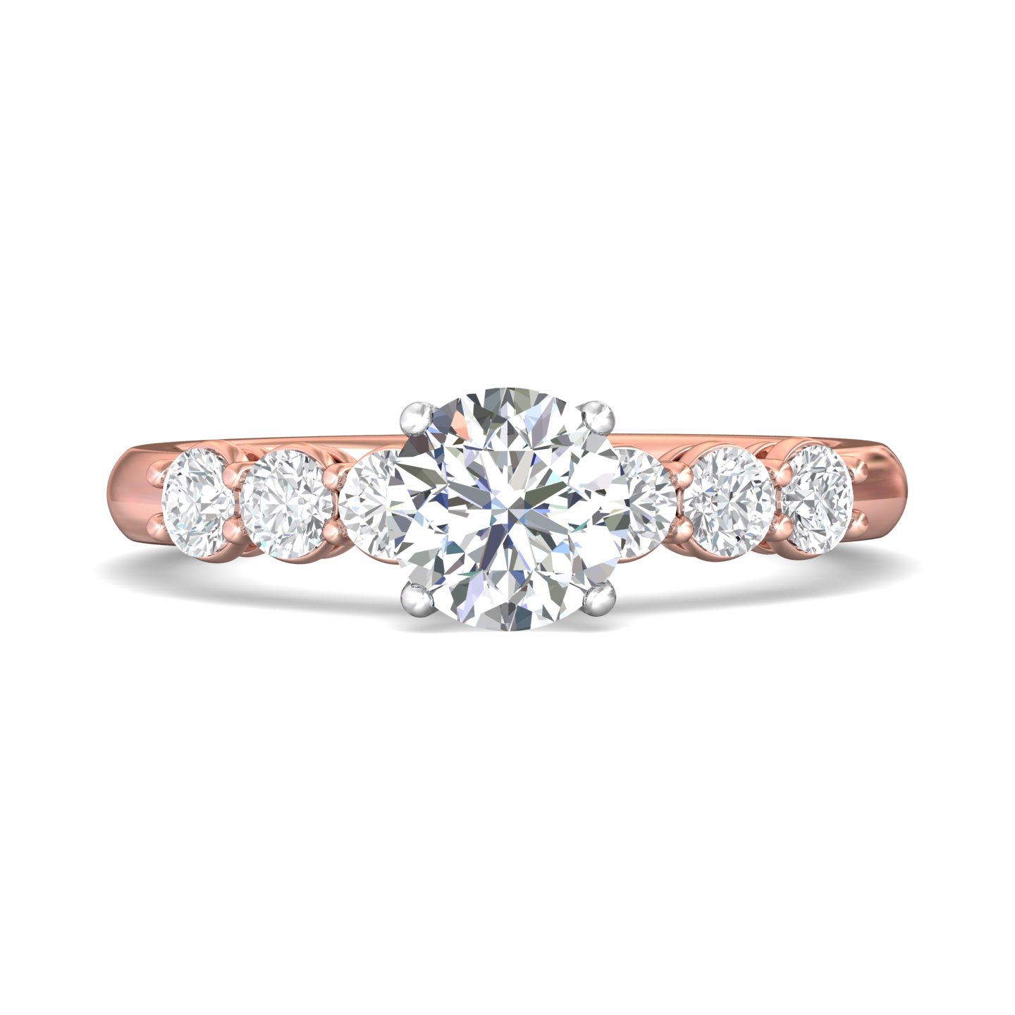 18K Rose and White Gold Round Diamond Engagement Ring
