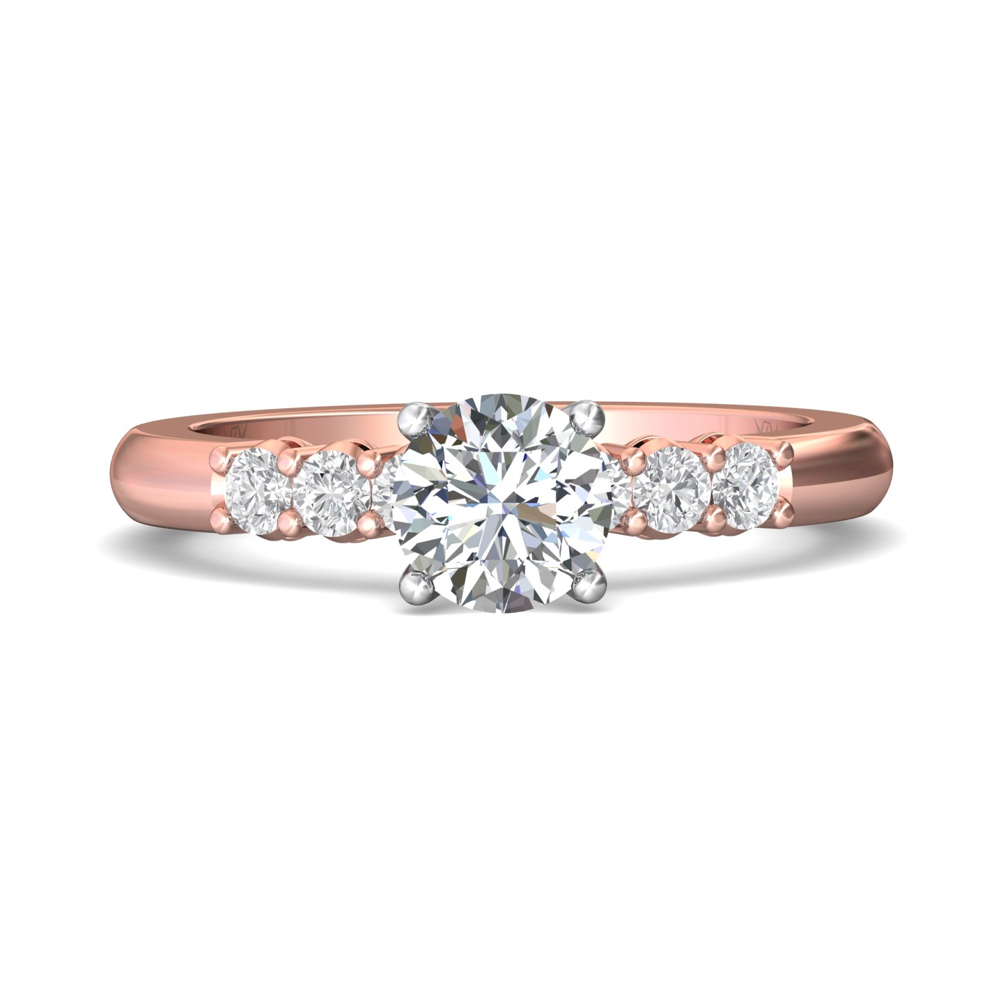 18K Rose and White Gold Round Diamond Engagement Ring
