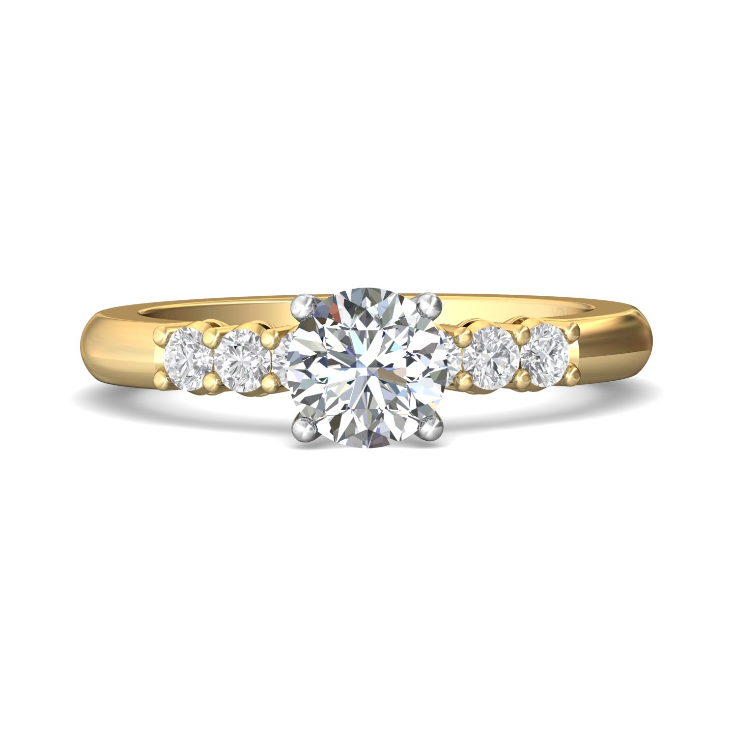 18K White and Yellow Gold Round Diamond Engagement Ring