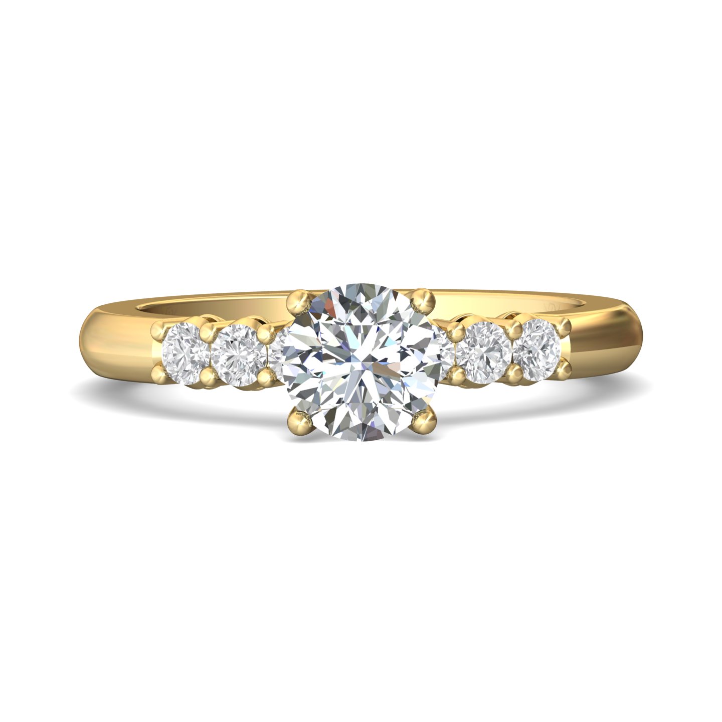 18K Yellow Gold Round Diamond Engagement Ring