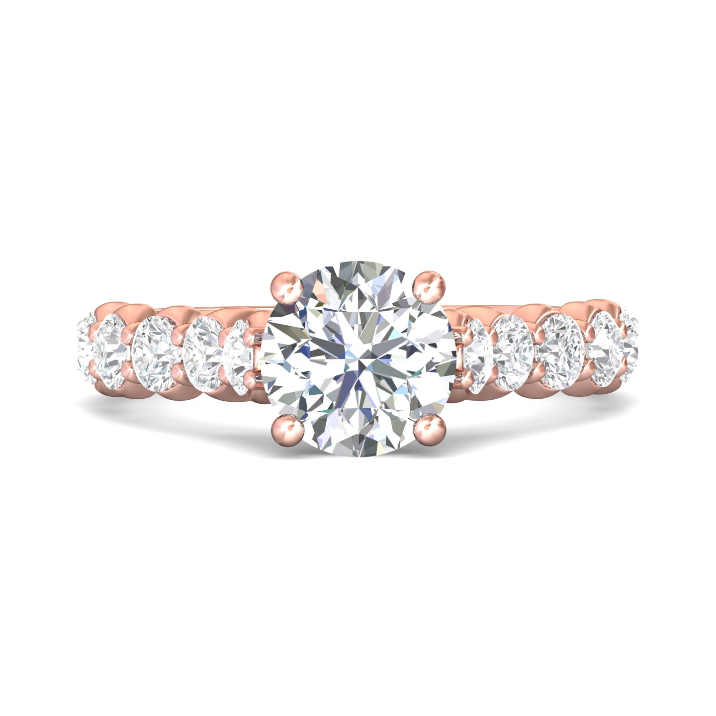 18K Rose Gold Round Diamond Engagement Ring