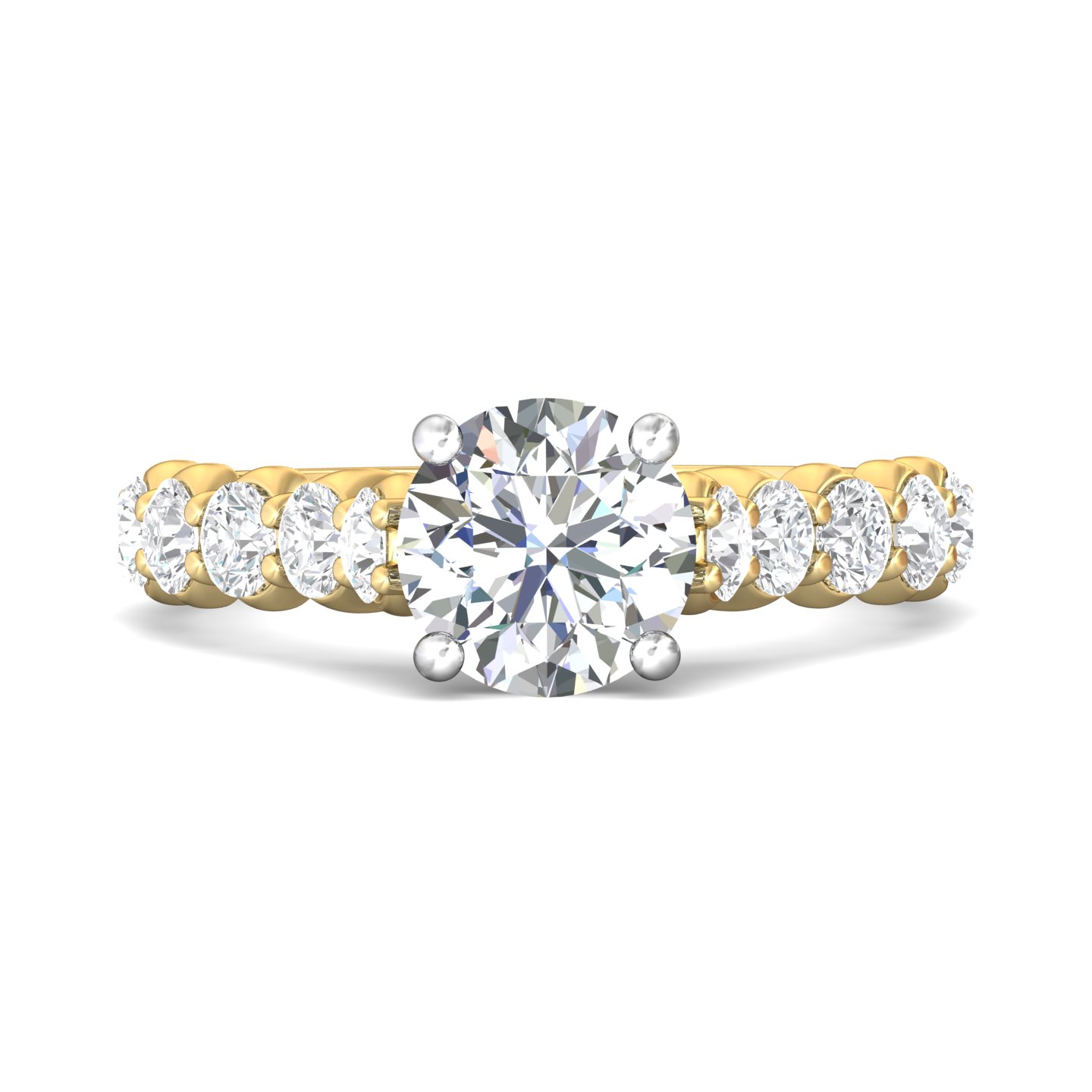 14K Yellow and White Gold Round Diamond Engagement Ring