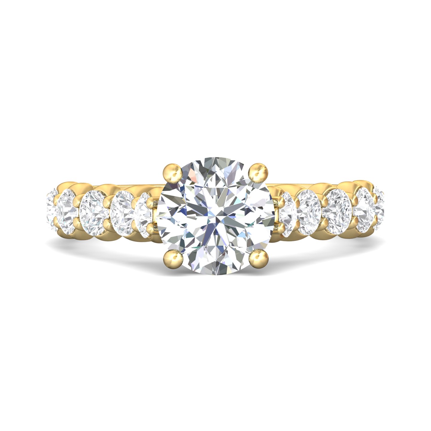 18K Yellow Gold Round Diamond Engagement Ring
