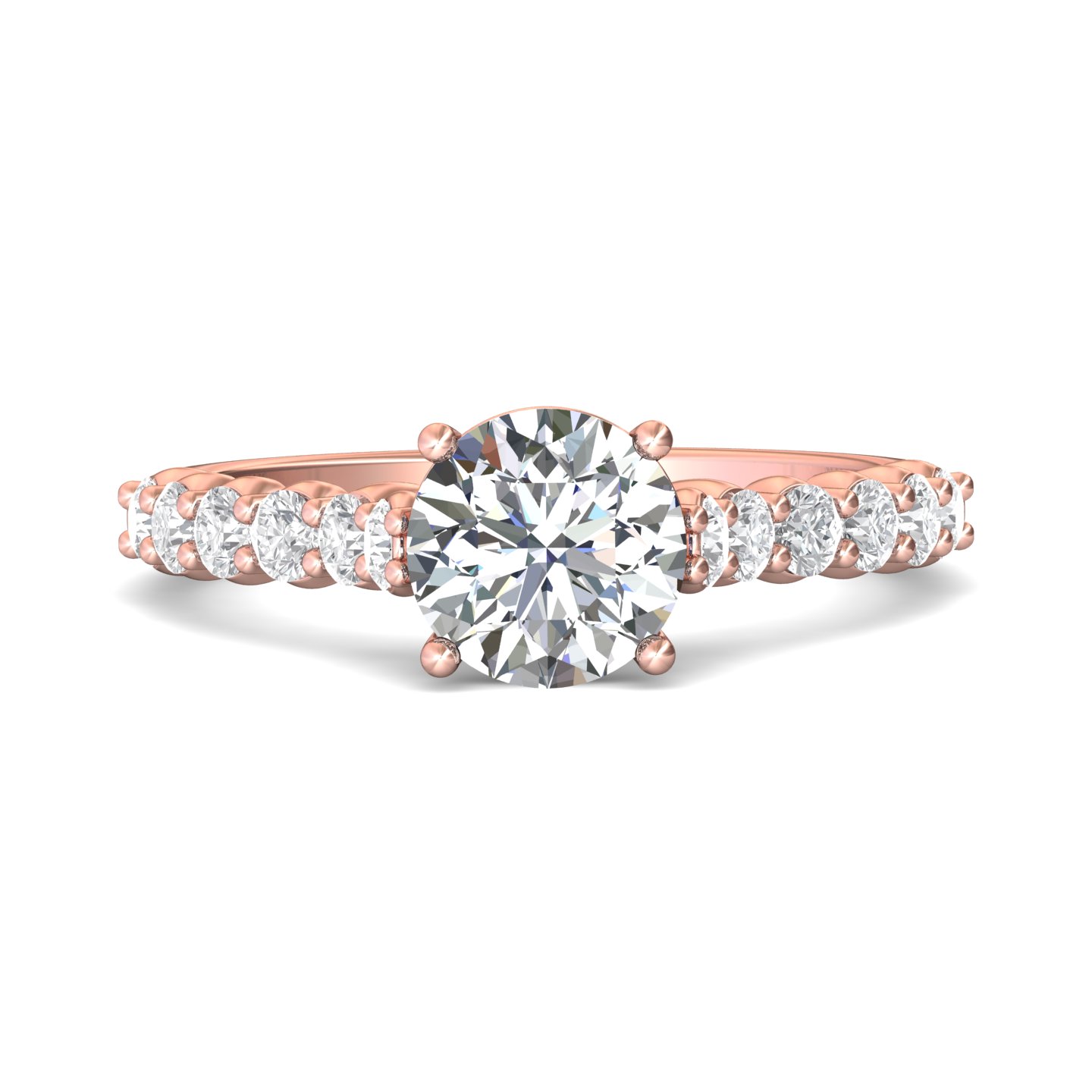 18K Rose Gold Round Diamond Engagement Ring