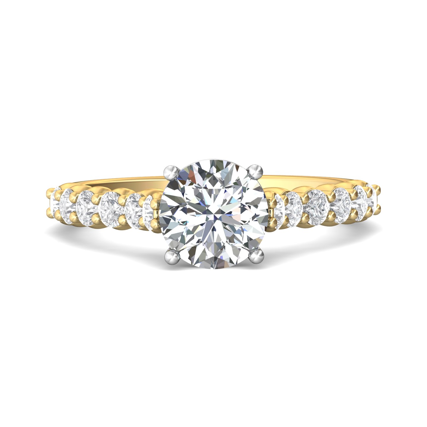 14K Yellow and White Gold Round Diamond Engagement Ring