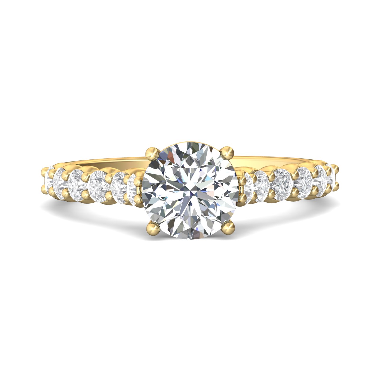 14K Yellow Gold Round Diamond Engagement Ring