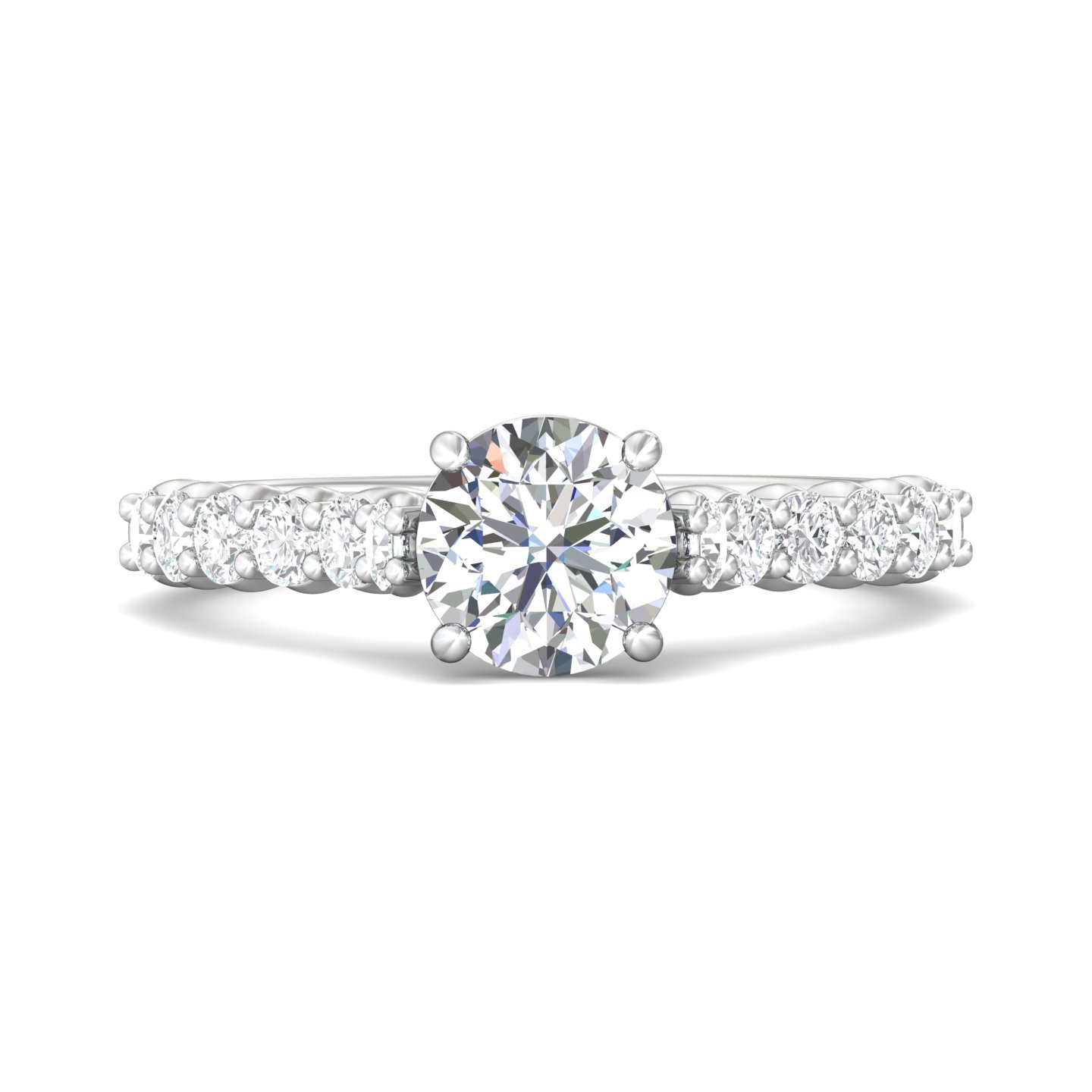 14K White Gold Round Diamond Engagement Ring