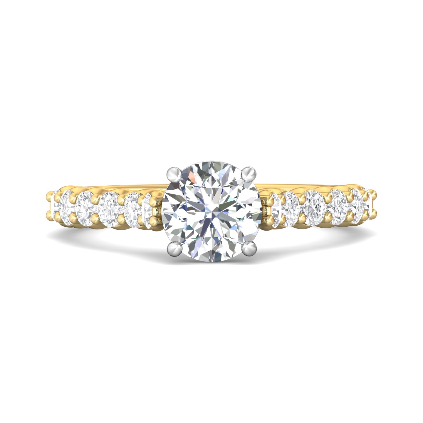 14K Yellow and White Gold Round Diamond Engagement Ring
