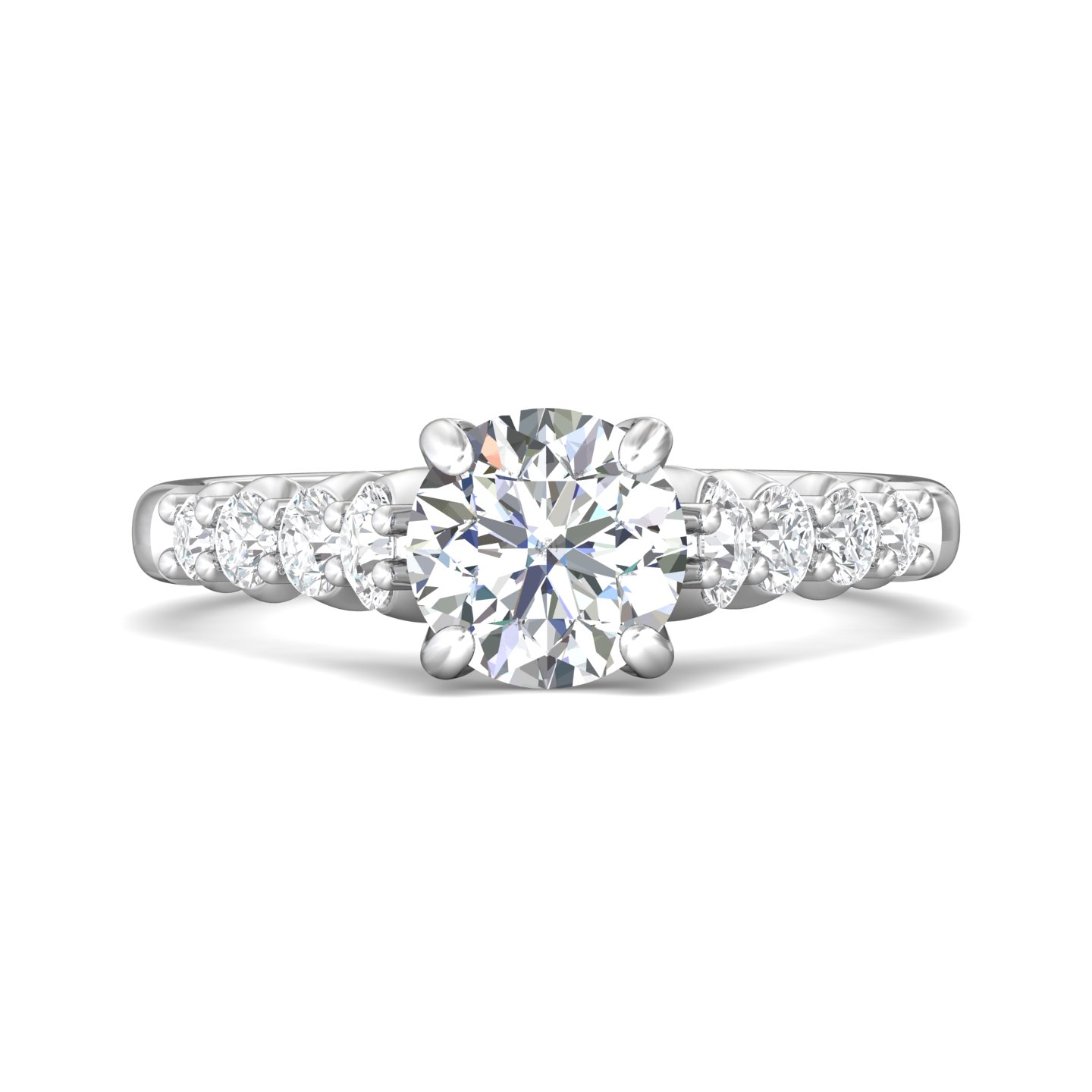 14K White Gold Round Diamond Engagement Ring
