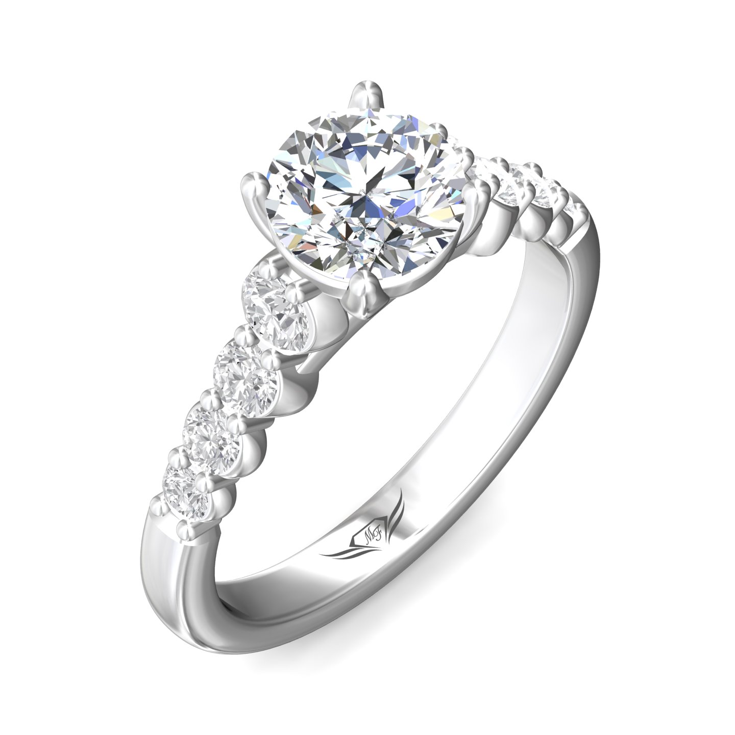  Platinum Round Diamond Engagement Ring