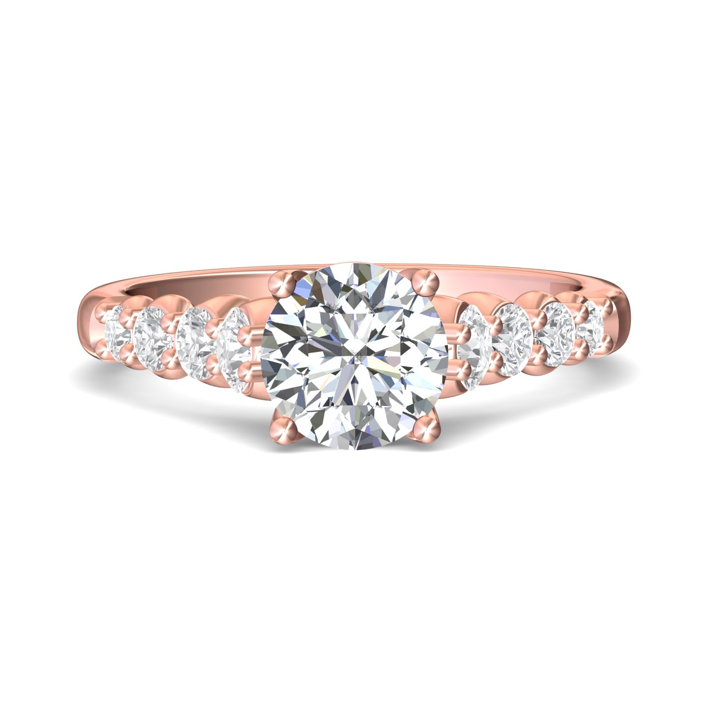 18K Rose Gold Round Diamond Engagement Ring