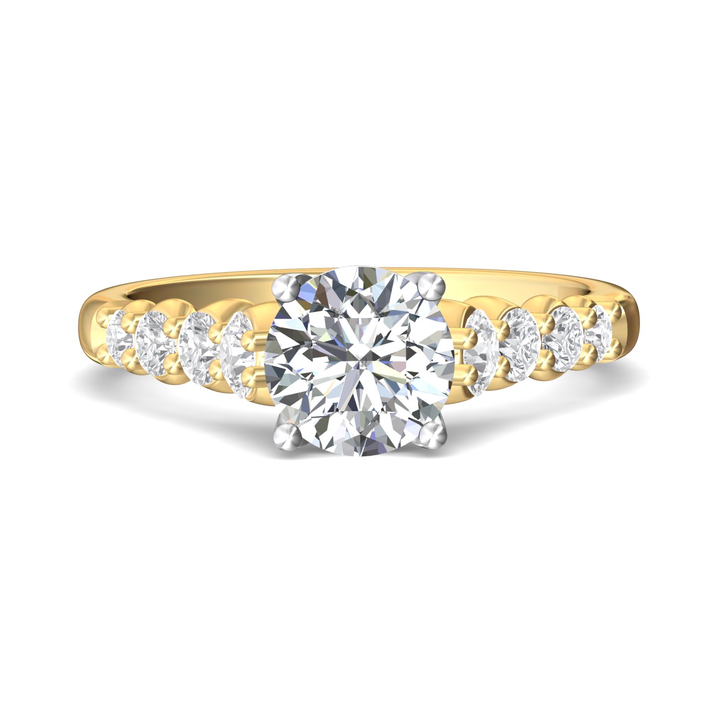 14K Yellow and White Gold Round Diamond Engagement Ring