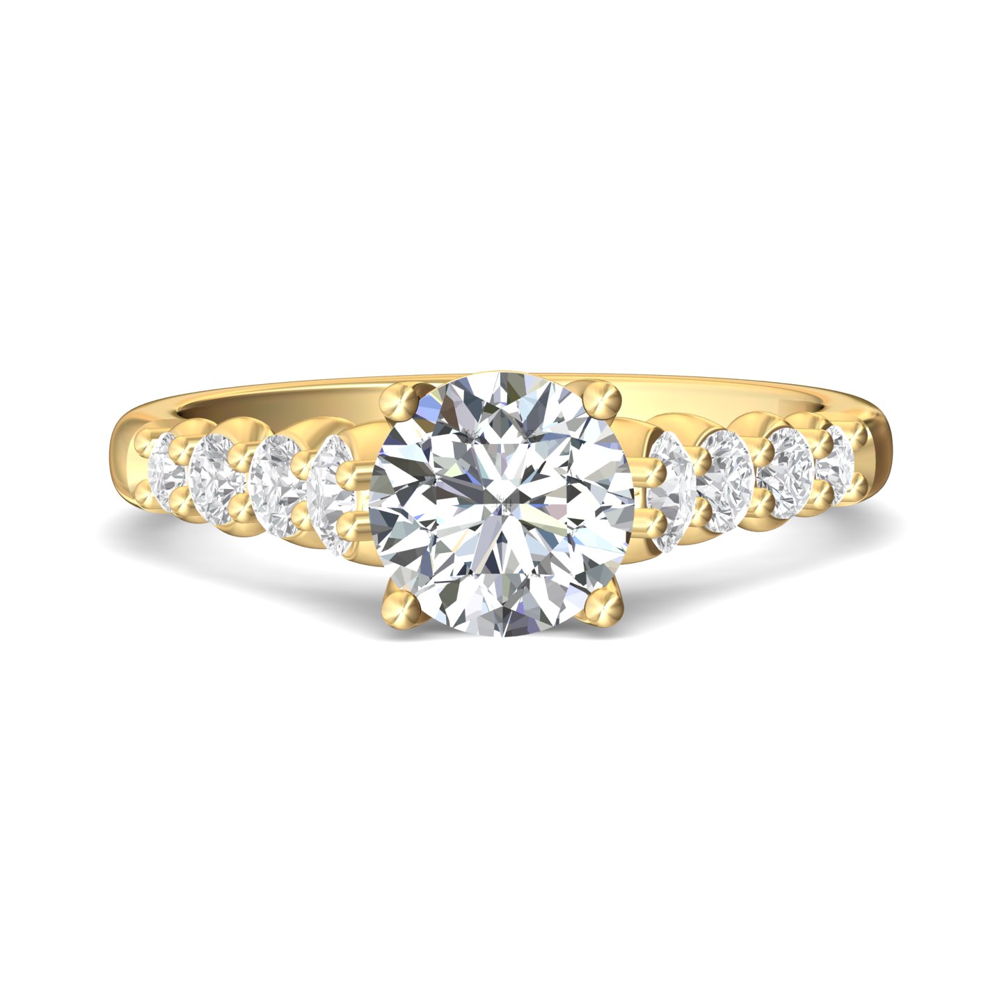 14K Yellow Gold Round Diamond Engagement Ring