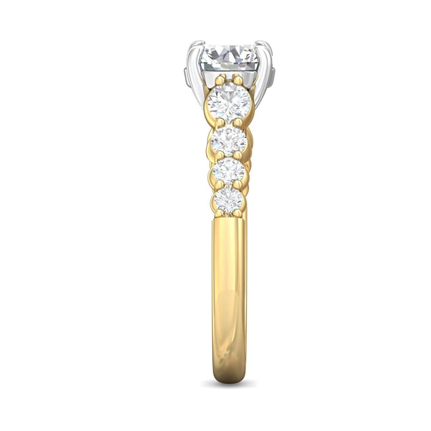 18K White and Yellow Gold Round Diamond Engagement Ring