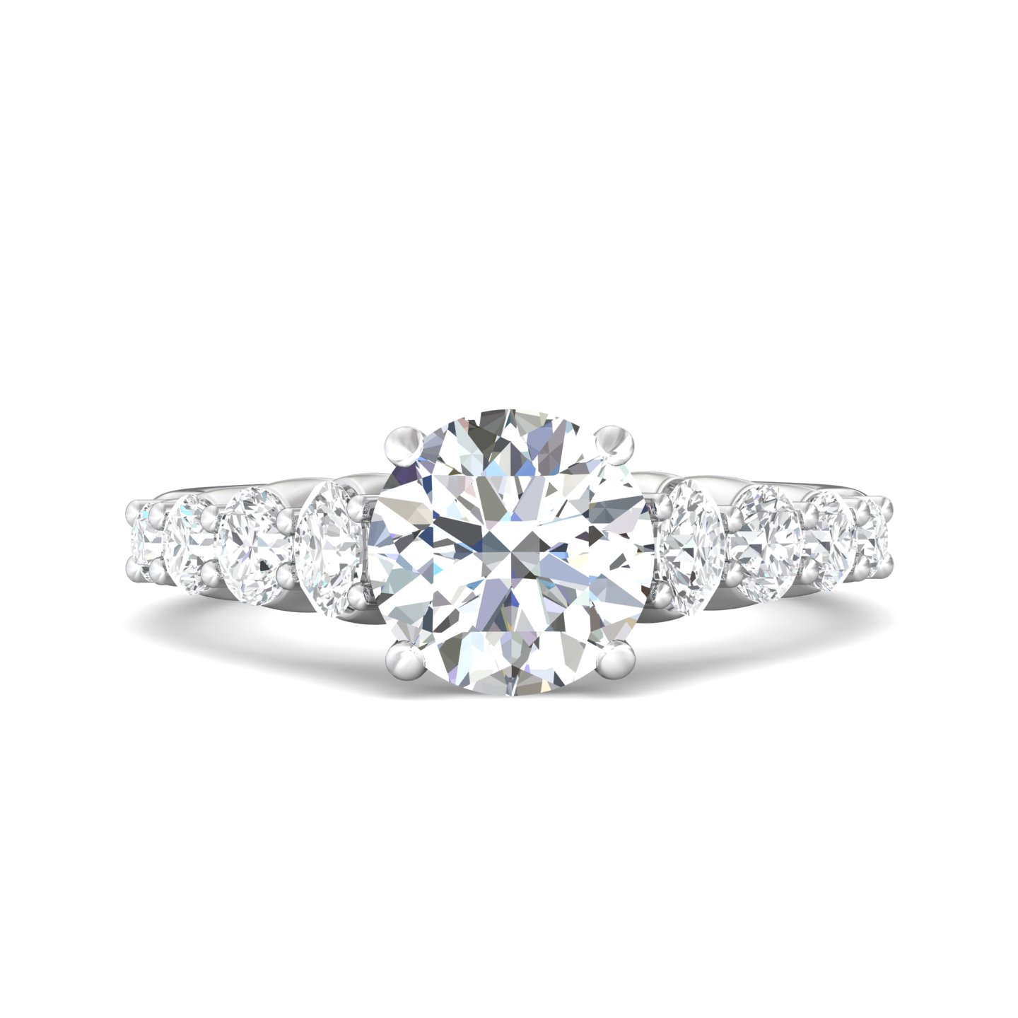14K White Gold Round Diamond Engagement Ring