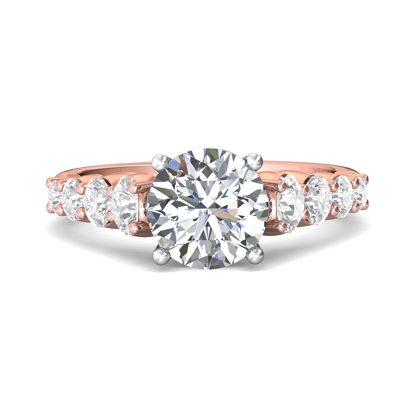 18K Rose and White Gold Round Diamond Engagement Ring