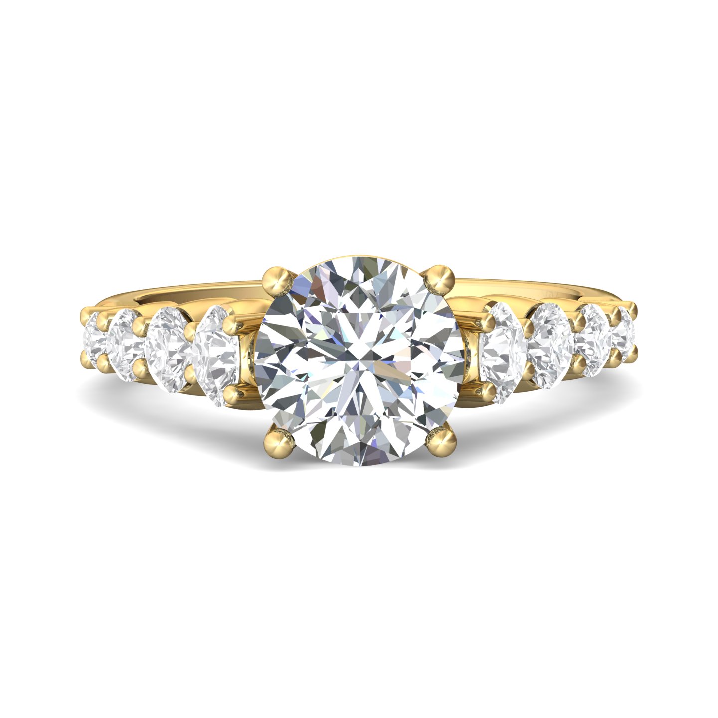 14K Yellow Gold Round Diamond Engagement Ring