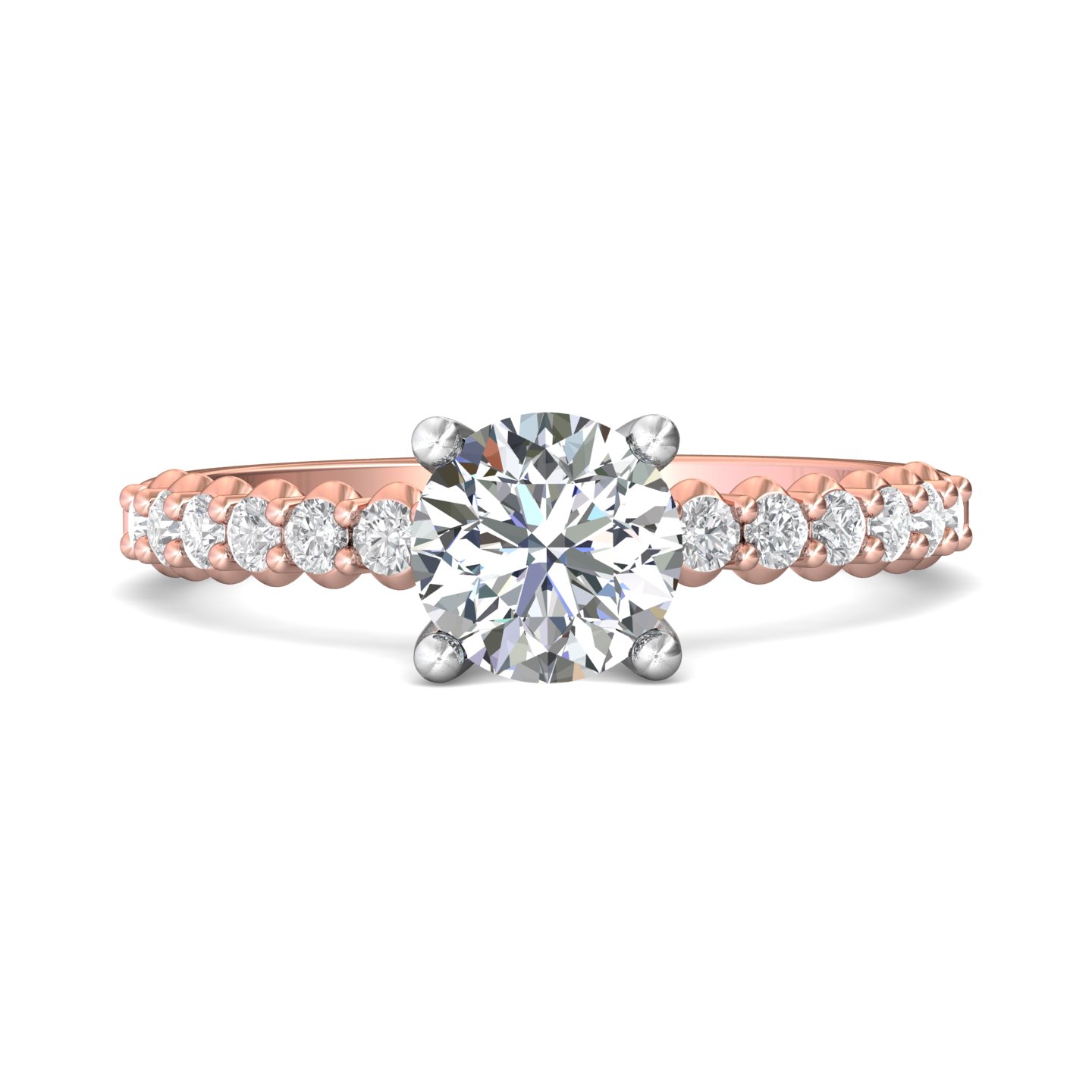 14K Rose and White Gold Round Diamond Engagement Ring