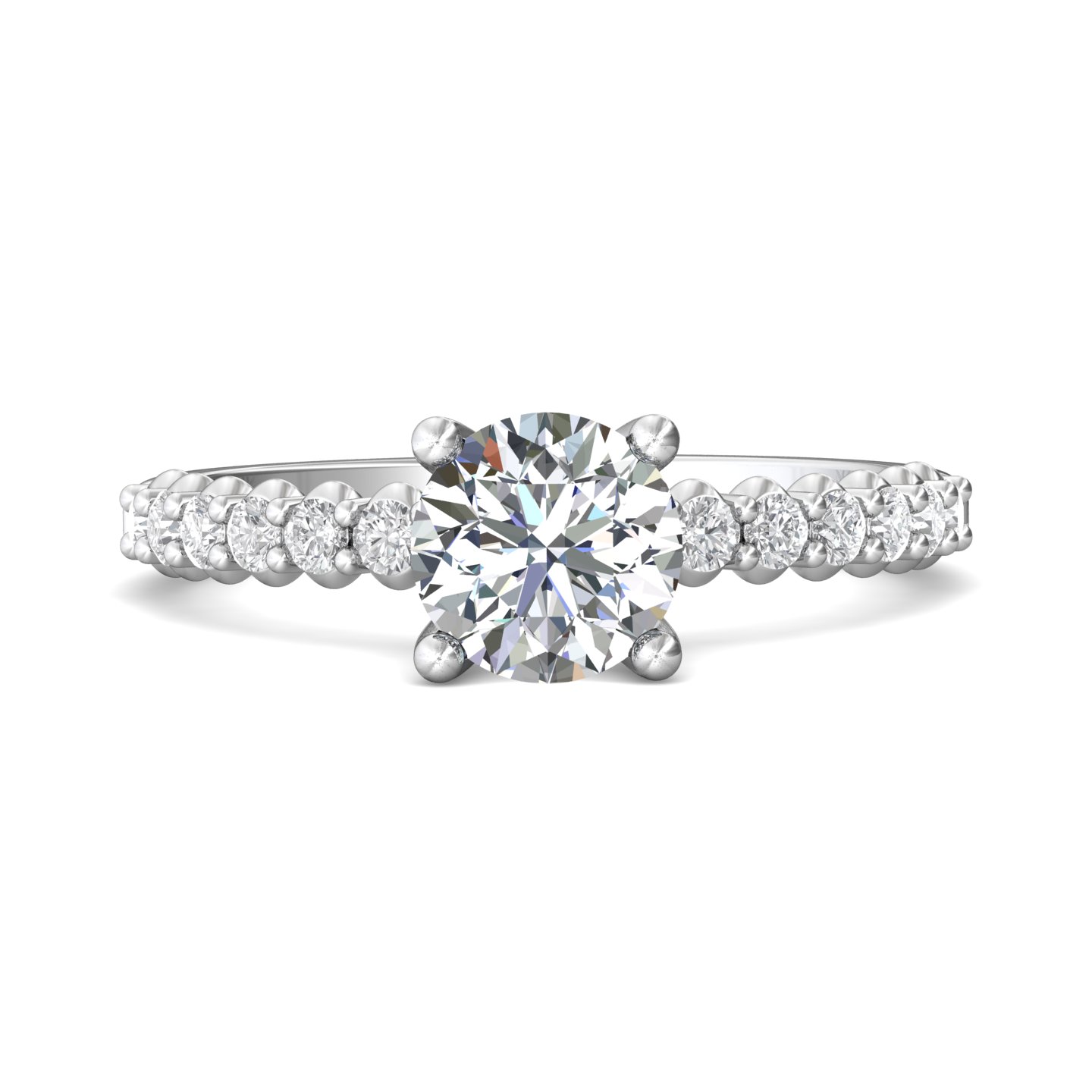 14K White Gold Round Diamond Engagement Ring