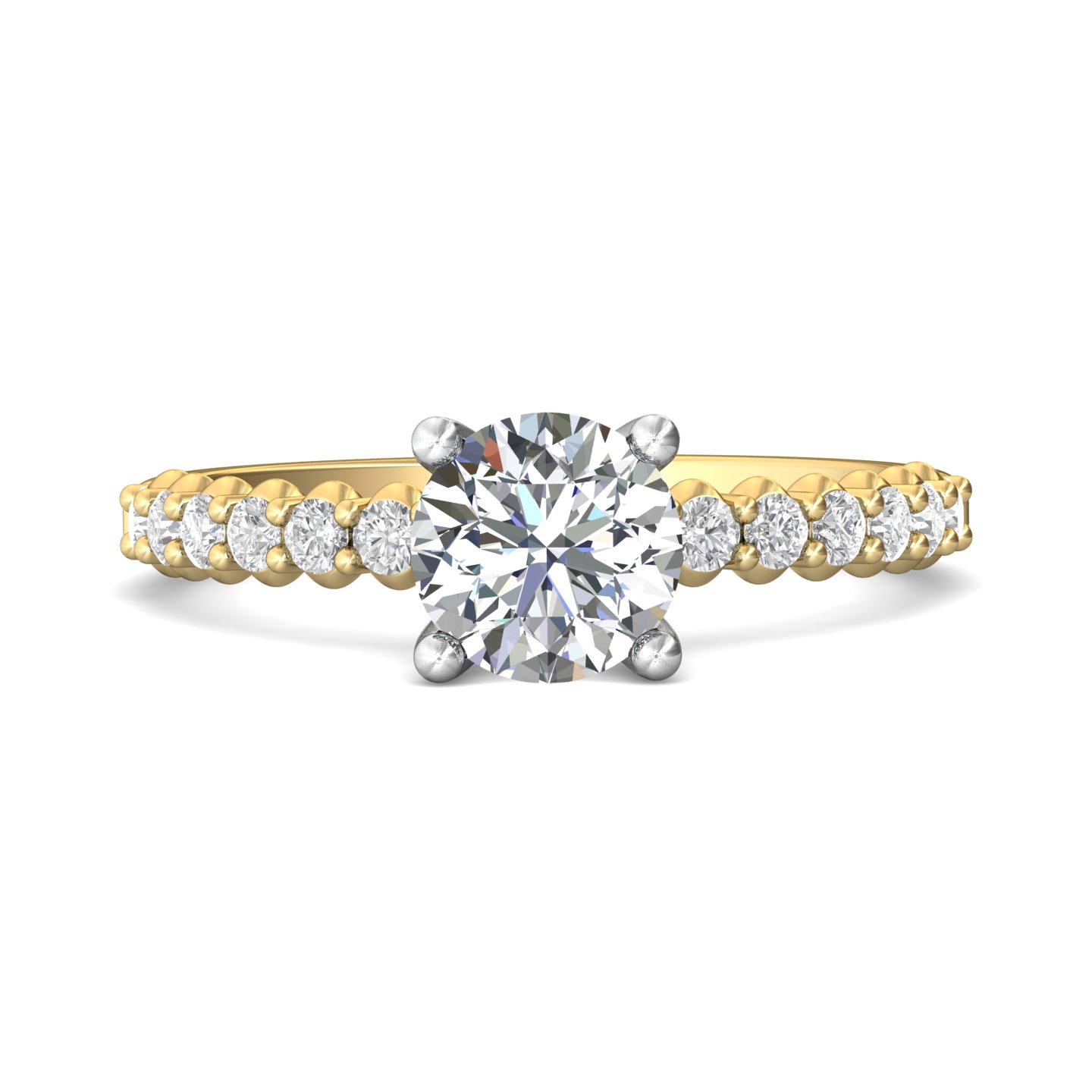 14K Yellow and White Gold Round Diamond Engagement Ring