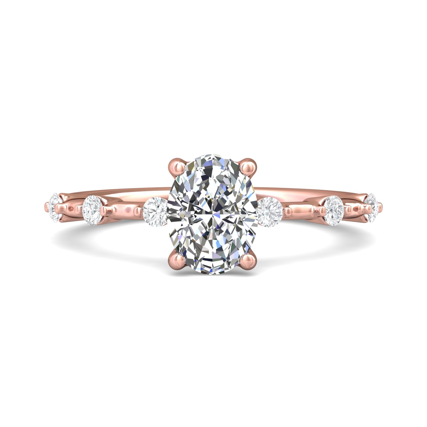 14k rose and white gold oval diamond engagement ring