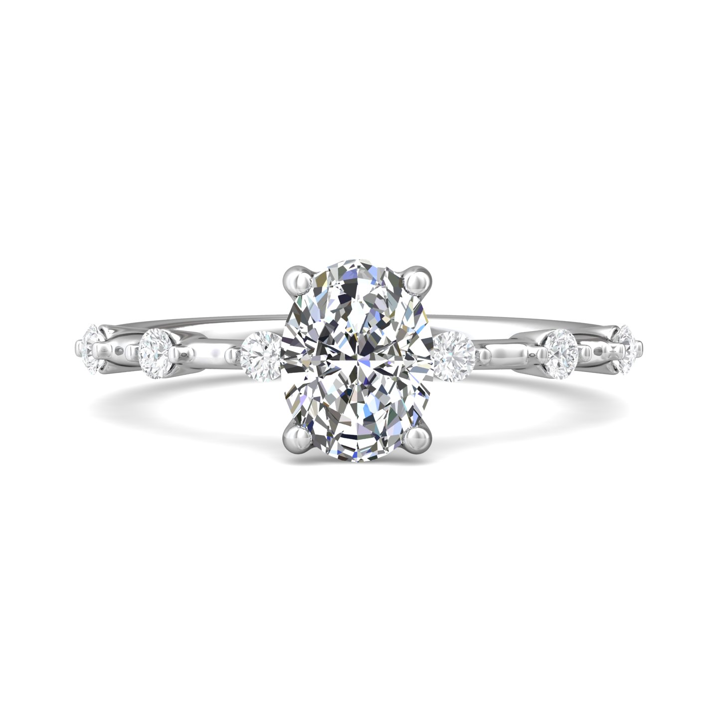 14k rose and white gold oval diamond engagement ring
