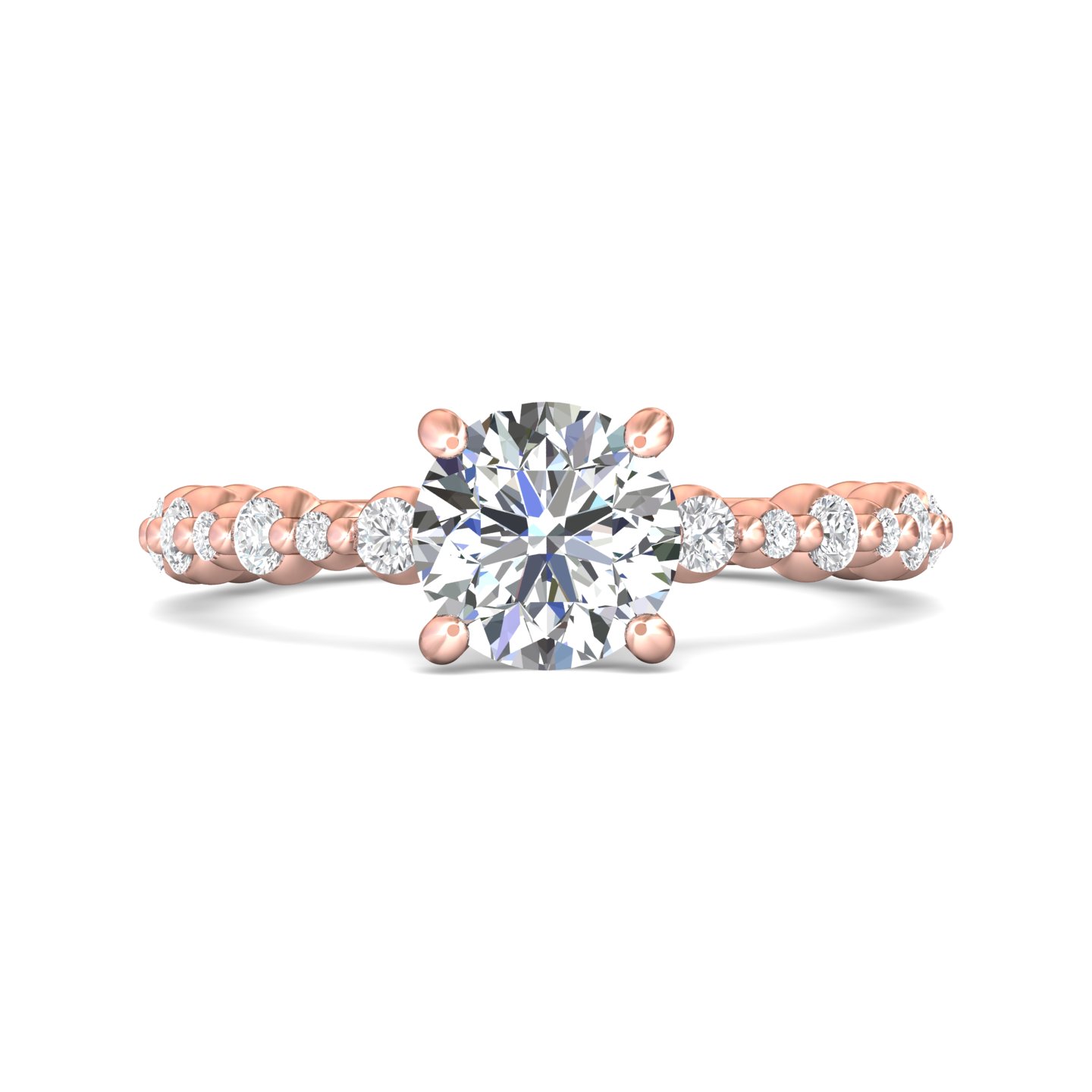 14K Rose Gold Round Diamond Engagement Ring