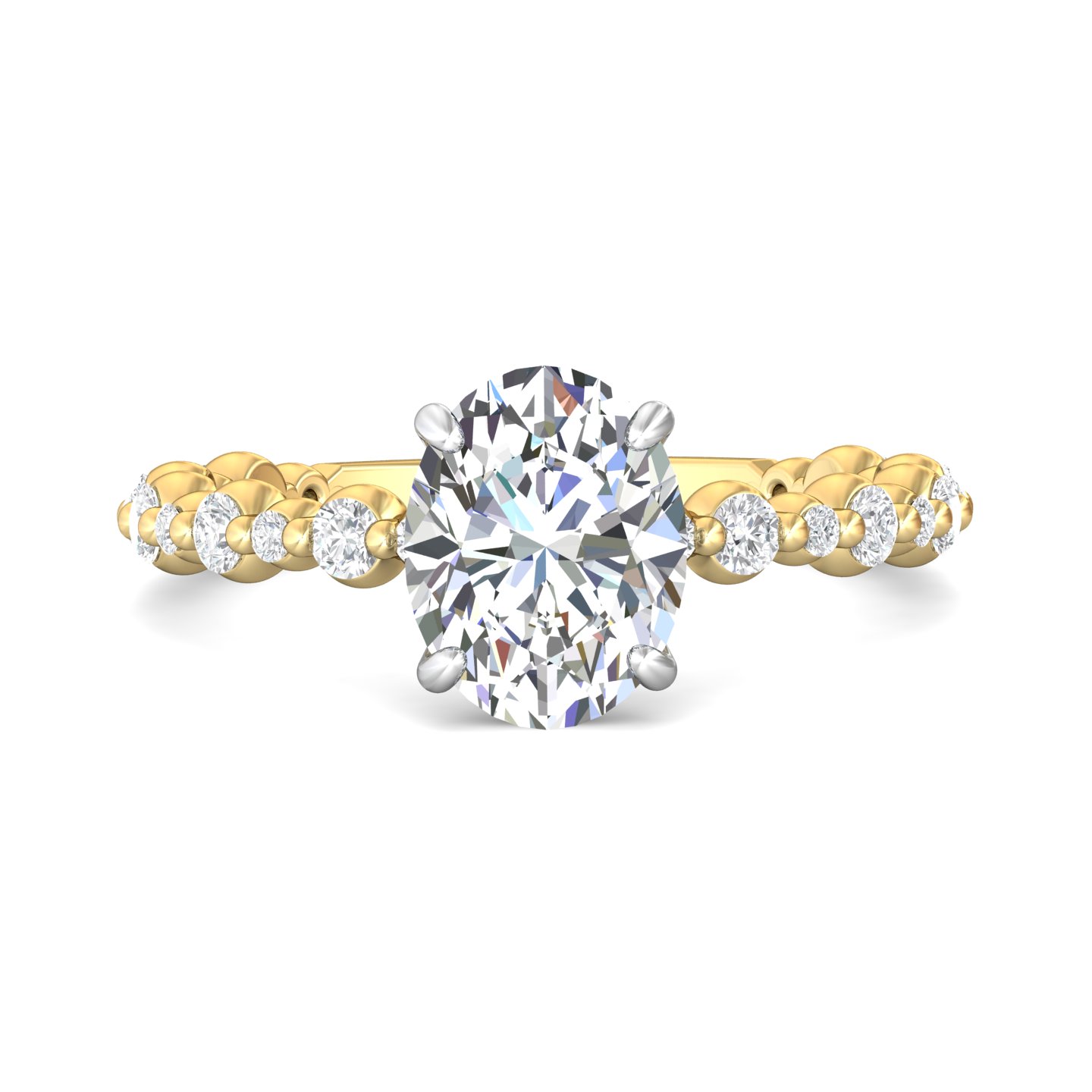 14K Yellow Gold and Platinum Oval Diamond Engagement Ring