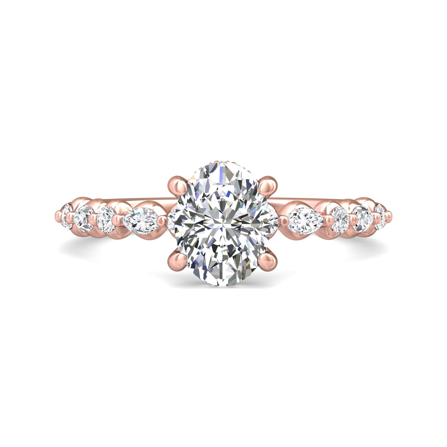 14K Rose Gold Oval Diamond Engagement Ring
