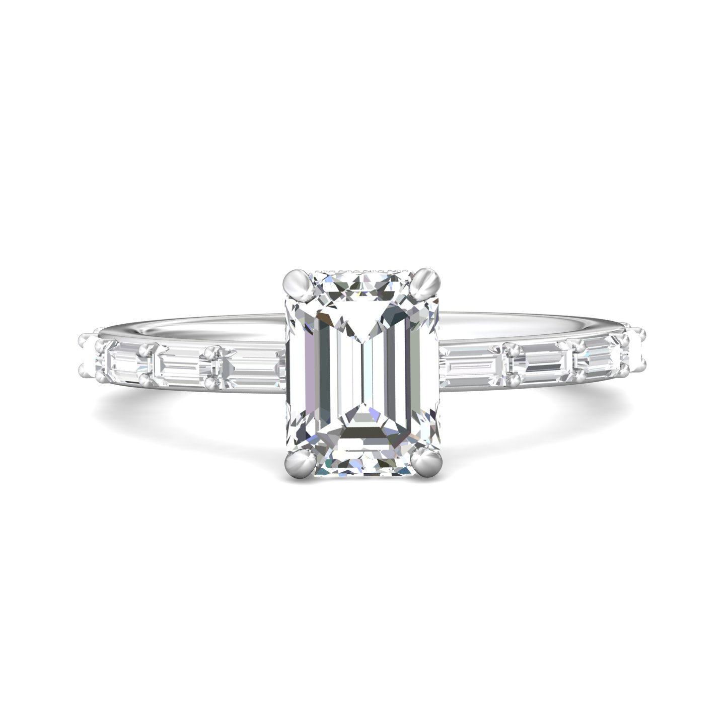 14K White Gold Emerald Cut Diamond Engagement Ring