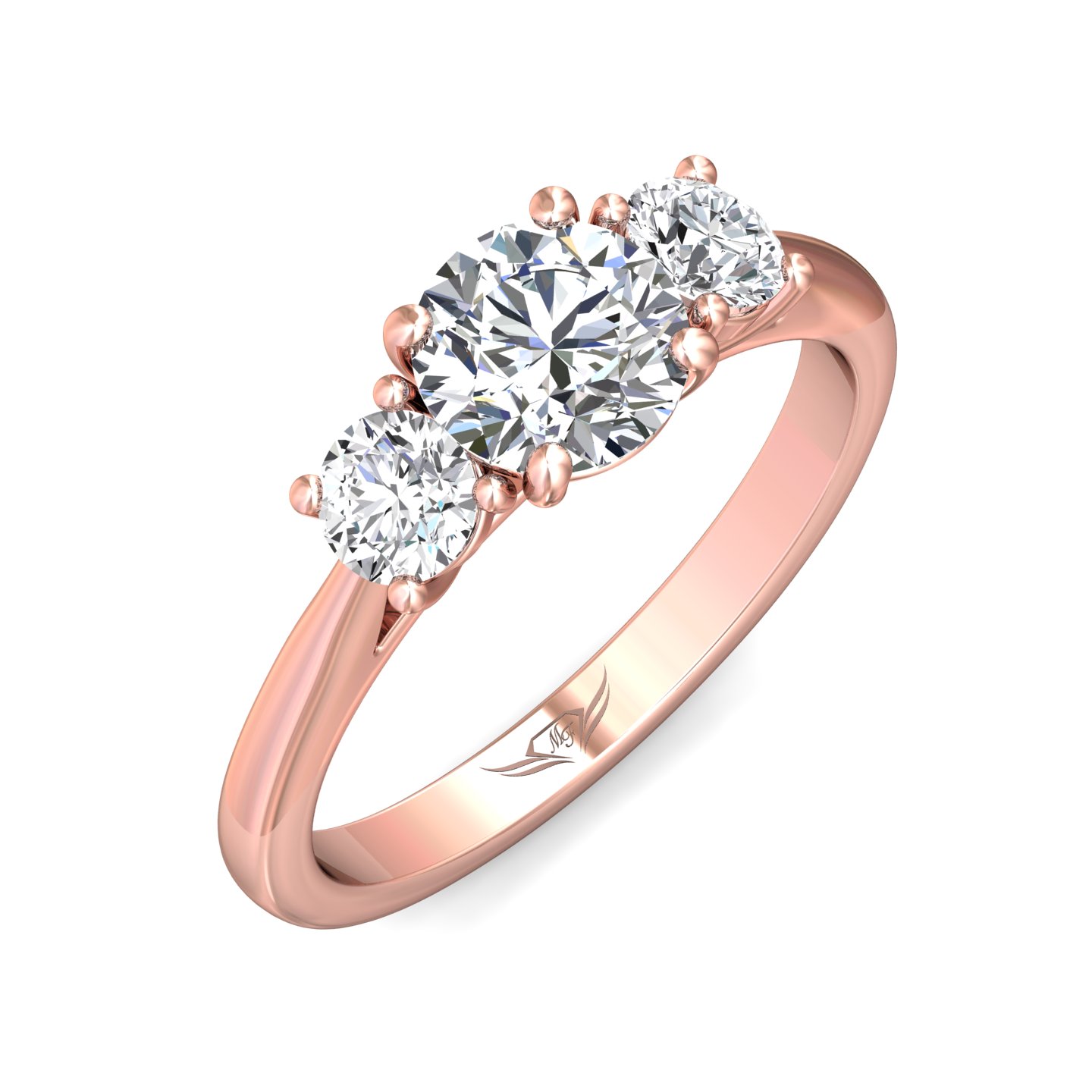 18K Rose Gold Round Diamond Engagement Ring