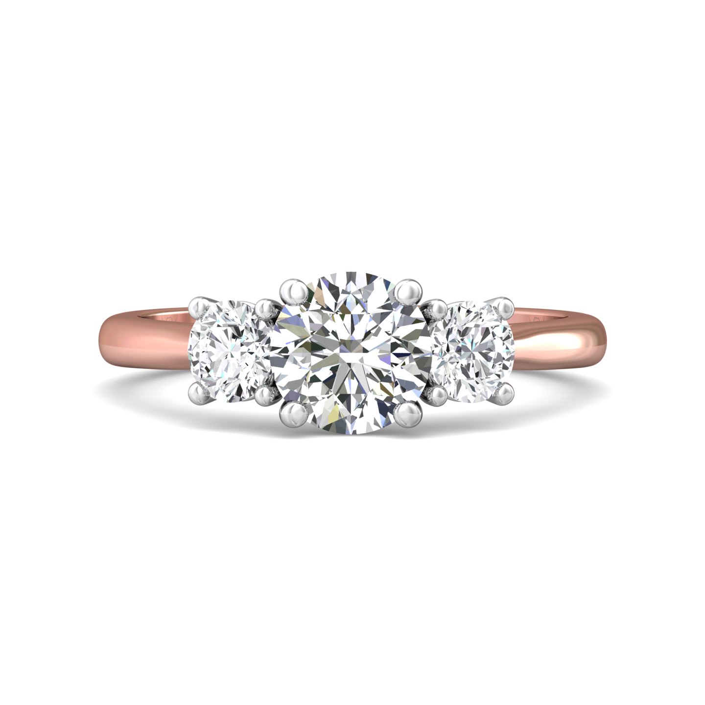 18K Rose and White Gold Round Diamond Engagement Ring