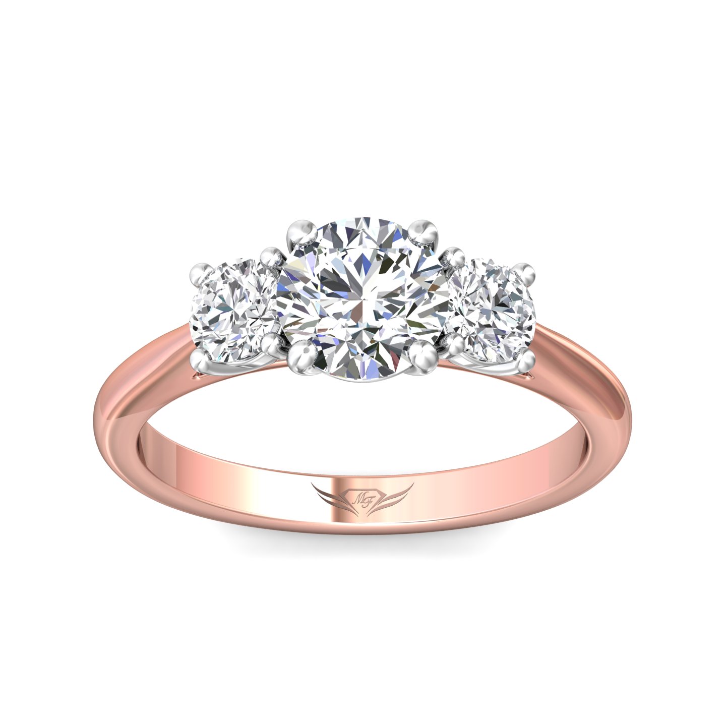 18K Rose and White Gold Round Diamond Engagement Ring