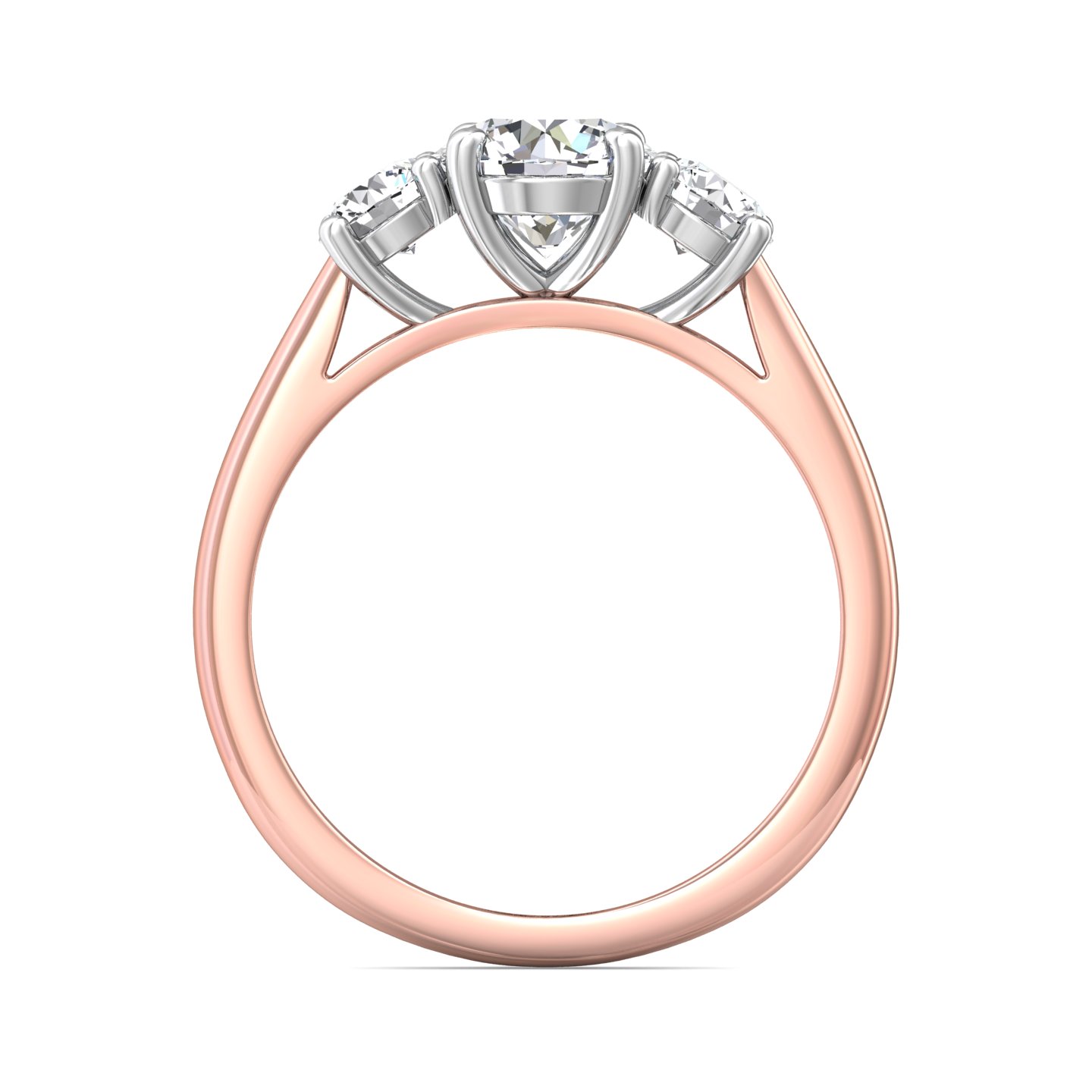 18K Rose and White Gold Round Diamond Engagement Ring