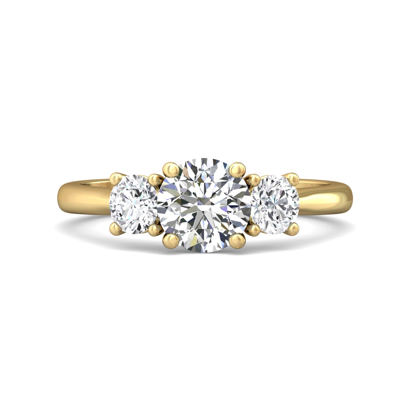 18K Yellow Gold Round Diamond Engagement Ring