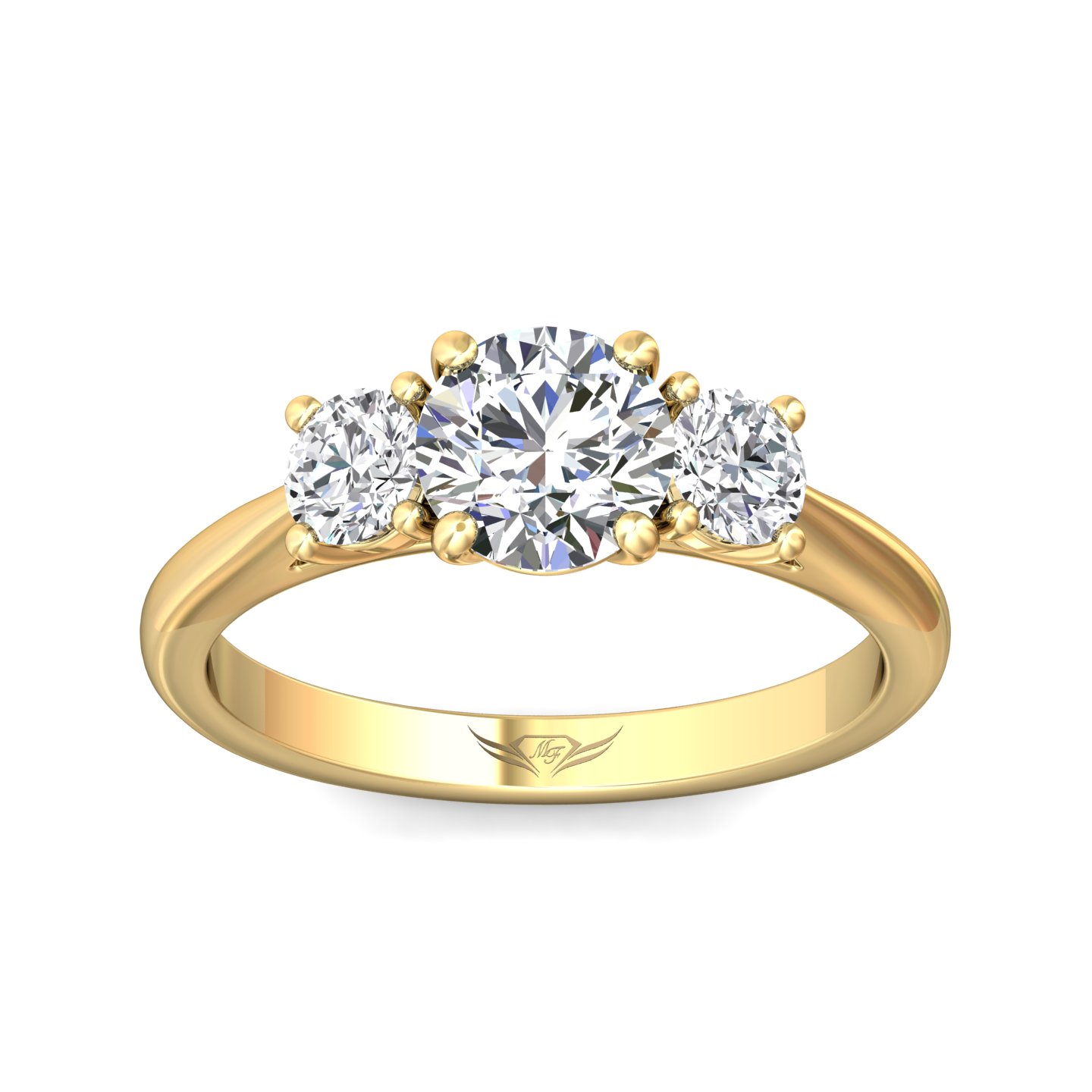 18K Yellow Gold Round Diamond Engagement Ring