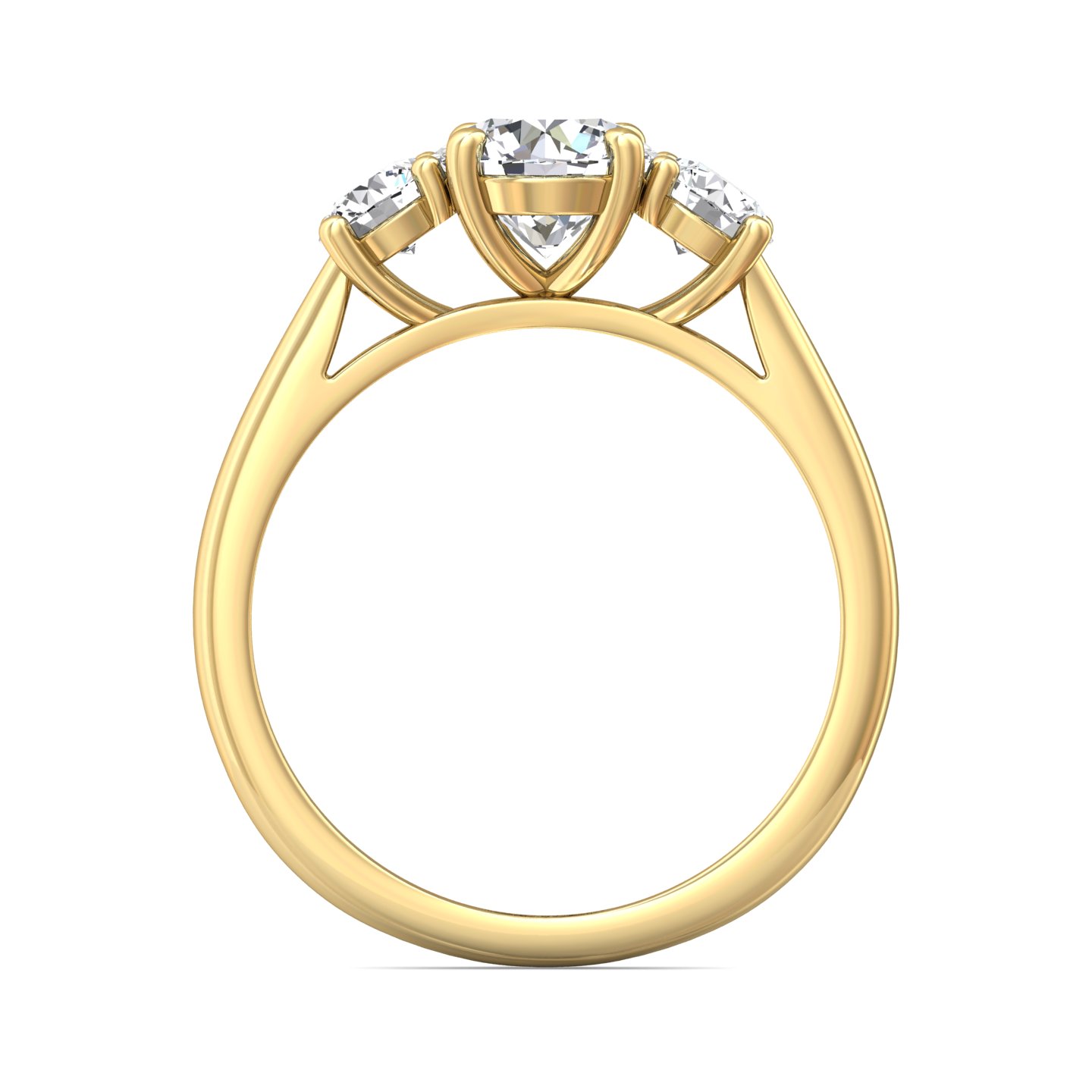 18K Yellow Gold Round Diamond Engagement Ring